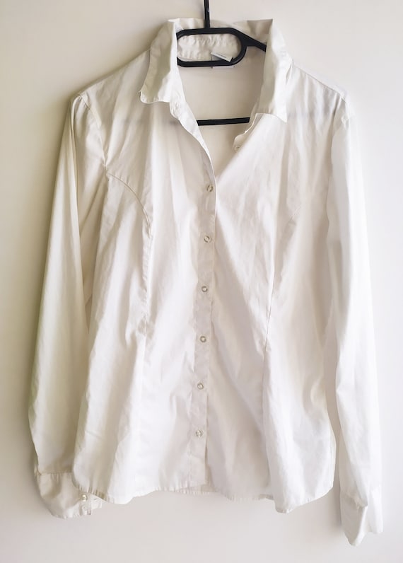 Camisa blanca vintage Blusa blanca Camisa clásica - Etsy México