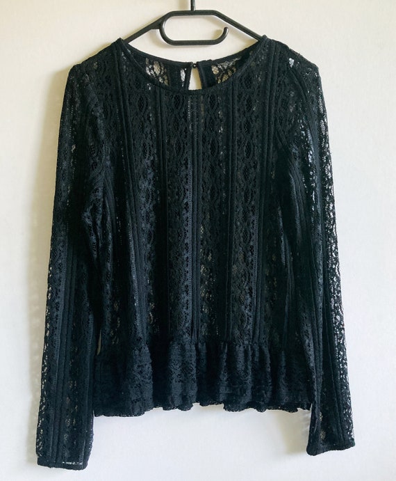 Vintage Lace Blouse, Vintage Lace Top, Black lace… - image 9