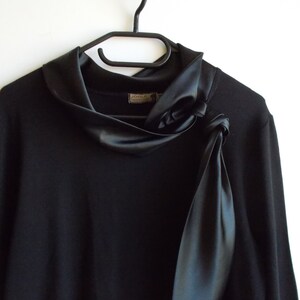 Vintage Black top, Elegant black top, Silky top, Black blouse, Simple black top, Timeless top, Gift for her, Dress top, Size M/L image 8