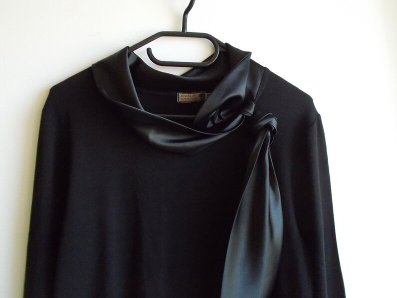 Vintage Black top, Elegant black top, Silky top, Black blouse, Simple black top, Timeless top, Gift for her, Dress top, Size M/L image 8