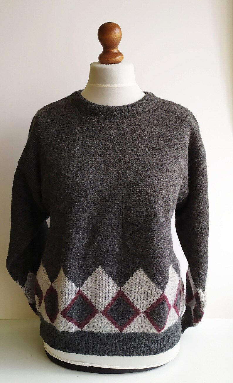 Vintage Wool Sweater Gray Wool Sweater Warm Sweater - Etsy