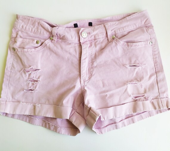 lavender denim shorts