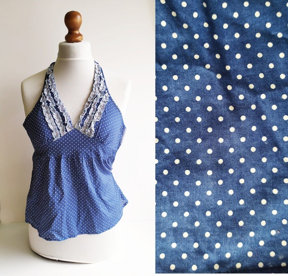 トップス 60s custom needle polka dot shirt YARN & INK Women's Rockabilly Tops, 1950s Pinup Vintage