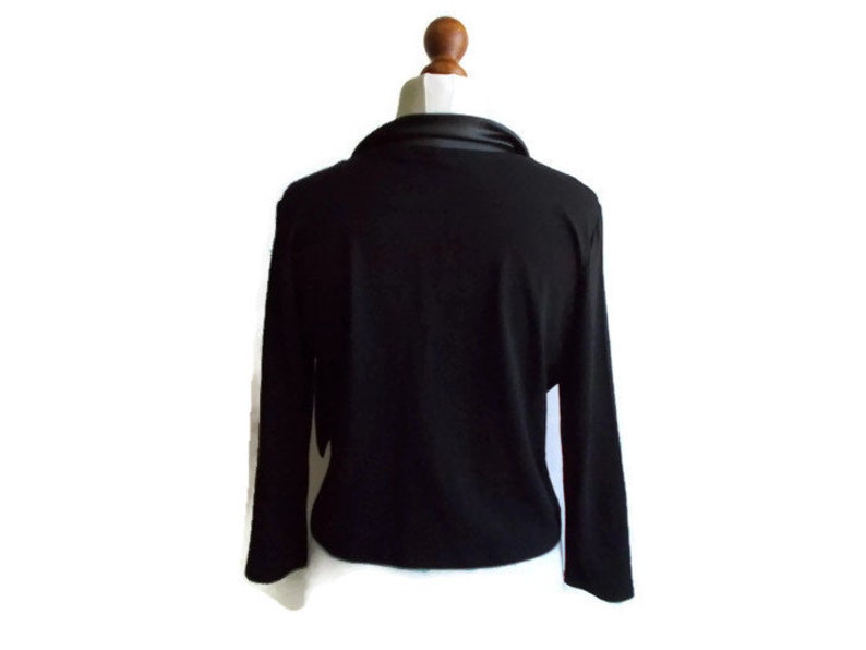 Vintage Black top, Elegant black top, Silky top, Black blouse, Simple black top, Timeless top, Gift for her, Dress top, Size M/L image 4