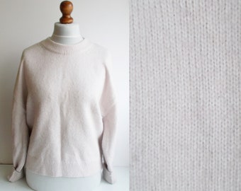 Vintage Pink Sweater, Powder pink sweater, Oversized sweater, Chunky sweater, Wool sweater, Thick sweater, Warm sweater, Size M