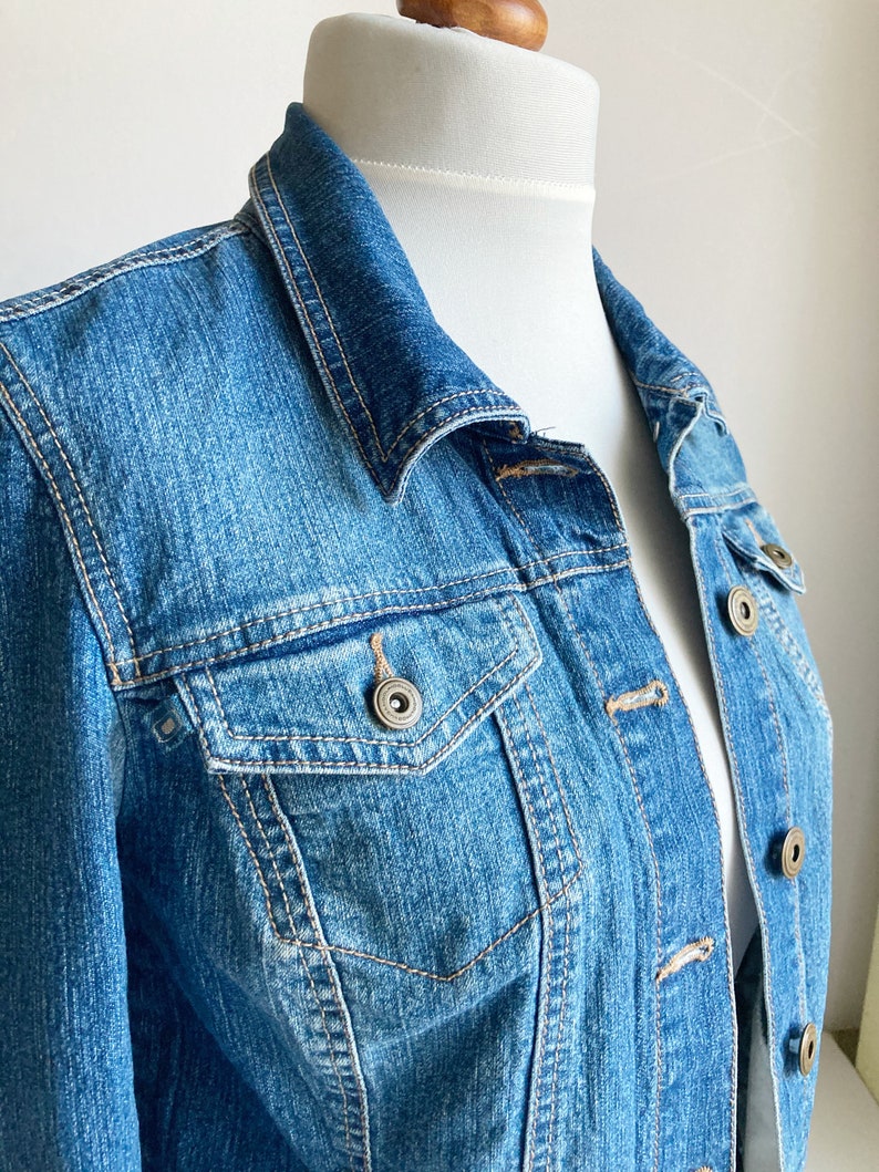 Vintage Denim Jacket, Womens denim jacket, Jean jacket, Blue denim jacket, Classic denim jacket, Cotton denim jacket, Basic denim jacket, S image 2