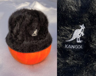 Vintage Wool Hat, Wool bucket hat, Angora bucket hat, Angora wool hat, Black bucket hat, Vintage Kangol, XS hat, Fluffy bucket hat