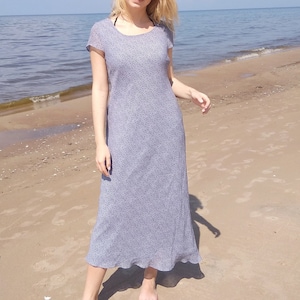 Vestido floral vintage, vestido floral azul, vestido vintage, vestido longo vintage, vestido de verão, vestido azul, vestido vintage clássico, tamanho M