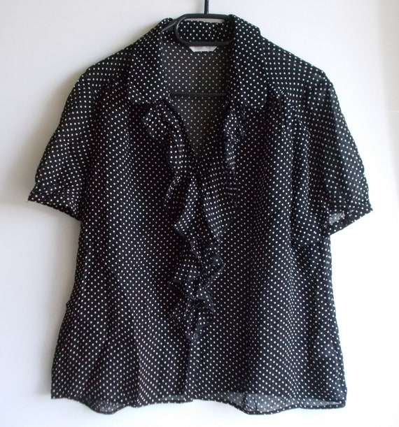 Vintage Polka dot blouse, Black polka dot blouse,… - image 5