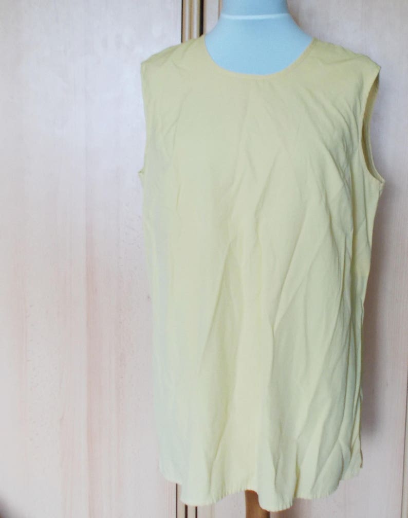 loose shirt sleeveless top summer blouse Vintage Yellow top retro top basic shirt womens top size L simple blouse summer shirt
