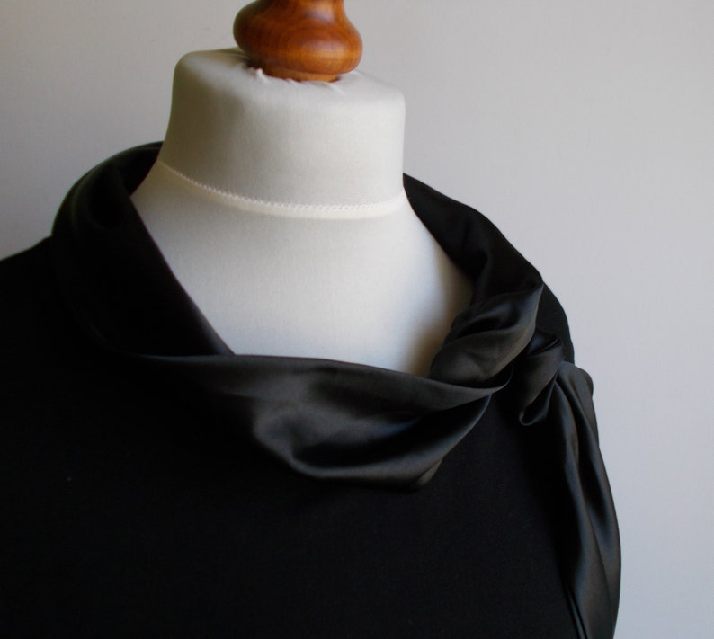 Vintage Black top, Elegant black top, Silky top, Black blouse, Simple black top, Timeless top, Gift for her, Dress top, Size M/L image 6