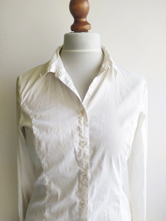 Camisa blanca vintage Blusa blanca Camisa clásica - Etsy México