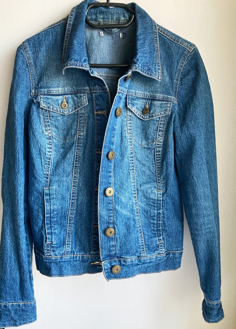 Vintage Denim Jacket, Womens denim jacket, Jean jacket, Blue denim jacket, Classic denim jacket, Cotton denim jacket, Basic denim jacket, S image 5