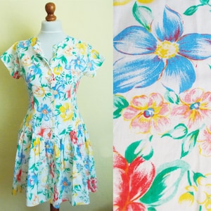 80s dress, Vintage floral dress, Vintage 80s dress, Summer dress, Retro dress, Colorful floral dress, Floral mini dress, Everyday dress, M