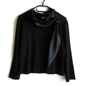 Vintage Black top, Elegant black top, Silky top, Black blouse, Simple black top, Timeless top, Gift for her, Dress top, Size M/L image 10