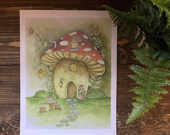 8 x 10 Mushroom Art Print - original artwork by thefaeryforest