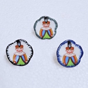 RJ Mack Ceramic Button 16mm Self Shank Soldier in Uniform & Feather Hat Military Army Costume Sewing Art Craft Porcelain China Embellishment