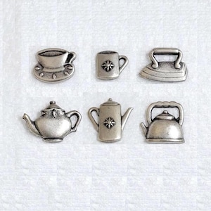 JHB Metal Button Cup Saucer Teapot Mug Coffee Pot Kettle Iron JHB International Novelty Sewing Art Craft Coat Cardigan Costume Embellishment