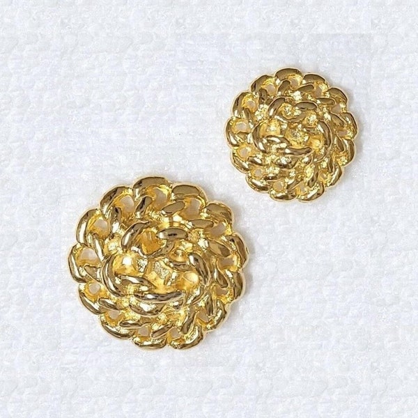 Gold Chain Link Button 20mm 28mm Metal Shank 90s Italian Fashion Statement  |  Sewing Art Crafts Coat Jacket Cardigan Costume Embellishments