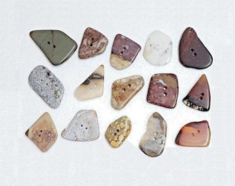 JHB Roch Polished Pebble Button 2 Hole Rustic Mottled Pattern Sewing Art Crafts Unique Natural History Fashion Cosplay Costume Embellishment