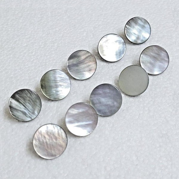 5 botones de gemas de mar gris humo 15 mm vástago de metal iridiscente gris perla concha costura camisa de punto artesanías adorno de traje decorativo