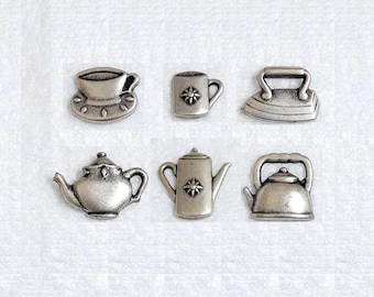JHB Metal Button Cup Saucer Teapot Mug Coffee Pot Kettle Iron JHB International Novelty Sewing Art Craft Coat Cardigan Costume Embellishment