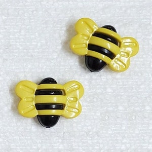 Boutons JHB bourdon 26 mm tige en plastique grands enfants fantaisie rayé jaune et noir insecte couture tricot artisanat d'art insecte jardin embellissements