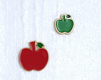 JHB Apple Buttons 13mm 20mm Metal Shank Novelty Fruit Leaf 4 Red or 6 Green Sewing Knitwear Art Craft Shirt Jacket Decorative Embellishments