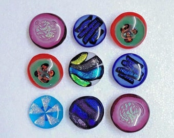 Dichroic Art Glass Button Self Shank Naaien Craft Iriserende Veelkleurige Unieke Fashion Statement OOAK Fancy Dress Kostuum Versieringen