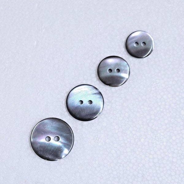 Dark Grey Shell Button 2 Hole 15mm 18mm 20mm 23mm Round Iridescent Shirt Cardigan Jacket Coat Fashion Sewing Knitting Craft Embellishments