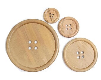 Natural Wood Buttons 4 Hole Rim Edge 38mm 50mm 80mm 124mm Big Eco-Friendly Fashion Sewing Cardigan Jacket Coat Art Craft Creative Decoration