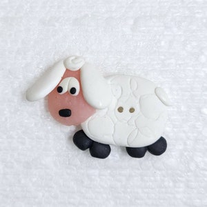 JHB Botón de oveja blanca de 30 mm con 2 agujeros, Novedad, Animal de granja de dibujos animados, Becky Meverden, Costura, Tejer, Adornos decorativos para manualidades infantiles