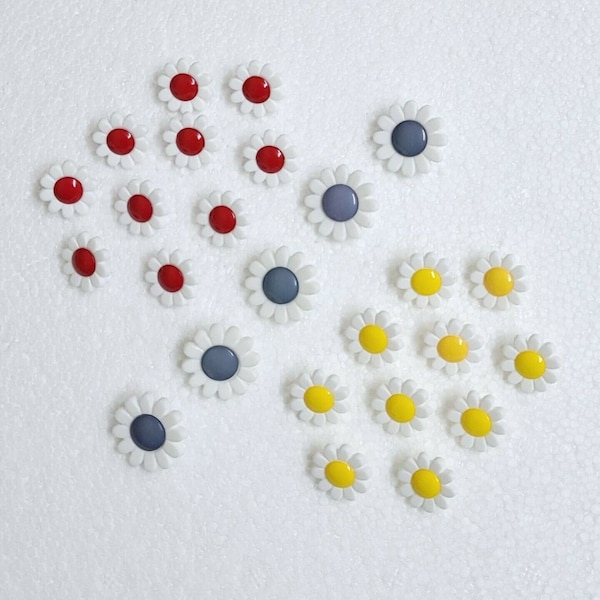 JHB Daisy Flower Buttons 14mm 18mm Shank Red Yellow Grey White JHB International Novelty Blossom Sewing Art Craft Decorative Embellishments