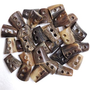 Botones de cuerno de búfalo de 26 mm, 2 orificios, 1 pulgada, forma de barril de buey real, media punta, para abrigos, chaquetas, prendas de punto, decoración del hogar, manualidades, adornos para disfraces.