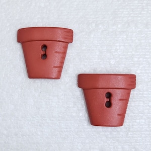 Terracotta Flower Pot Buttons 25mm 2 Hole Novelty Clay Shaped Planter Sewing Knitting Art Crafts Gardening Decorative Plant Embellishments