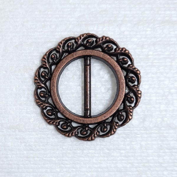 1.5" Copper Slider Buckle 37mm Metal or 20mm Ornate Belt Scarf Ring Bag Art DIY Craft Knitting Sewing Cosplay Costume Design Embellishment