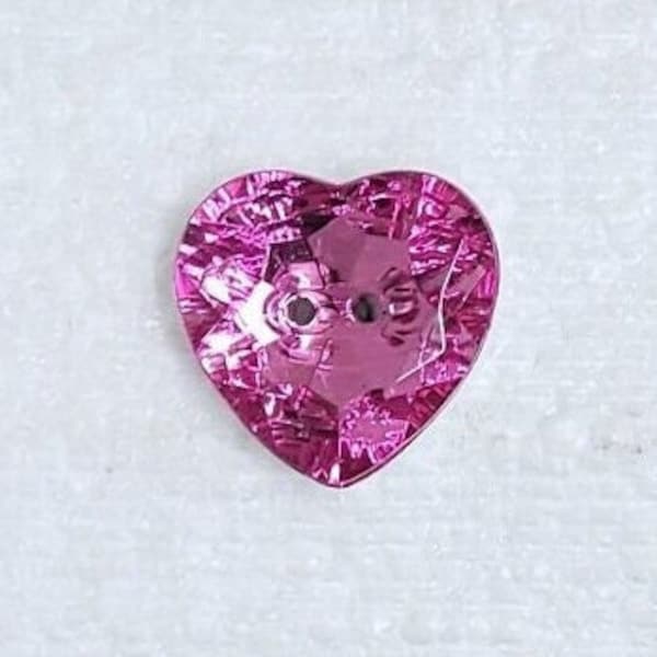 Crystal Acrylic Heart Buttons 20mm 2 Hole Pink Faceted Silver Back Sewing Knitting Shirt Cardigan Art Craft Home Decor Fancy Dress Fasteners
