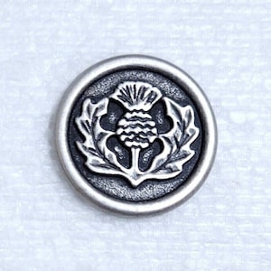 JHB Scottish Thistle Buttons 23mm Metal Shank Old Silver National Emblem Sewing Jacket Coat Aran Cable Cardigan Costume Craft Embellishments