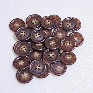 Vintage Hornknöpfe 15 mm oder 21 mm 4 Loch meliert matt braun Hemd Mantel Anzug Jacke Blazer Weste Strickjacke Nähen Handwerk echte Ochsen Verzierungen