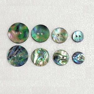 Abalone Shell Buttons 11mm 15mm 18mm 20mm Round 2 Hole Packs of 5 or 10 Fashion Sewing Knitting Iridescent Pearl Shirt Craft Embellishments