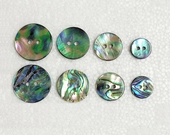 Abalone Shell Buttons 11mm 15mm 18mm 20mm Round 2 Hole Packs of 5 or 10 Fashion Sewing Knitting Iridescent Pearl Shirt Craft Embellishments