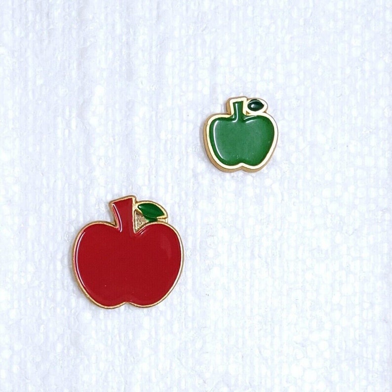 JHB Apple Buttons 13mm 20mm Metal Shank Novelty Fruit Leaf 4 Red or 6 Green Sewing Knitwear Art Craft Shirt Jacket Decorative Embellishments image 1