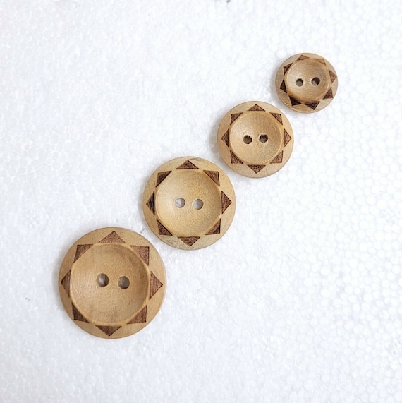 Carte De 2 Boutons En Bois Naturel 20 Mm 2 Trous - Nid D´abeille