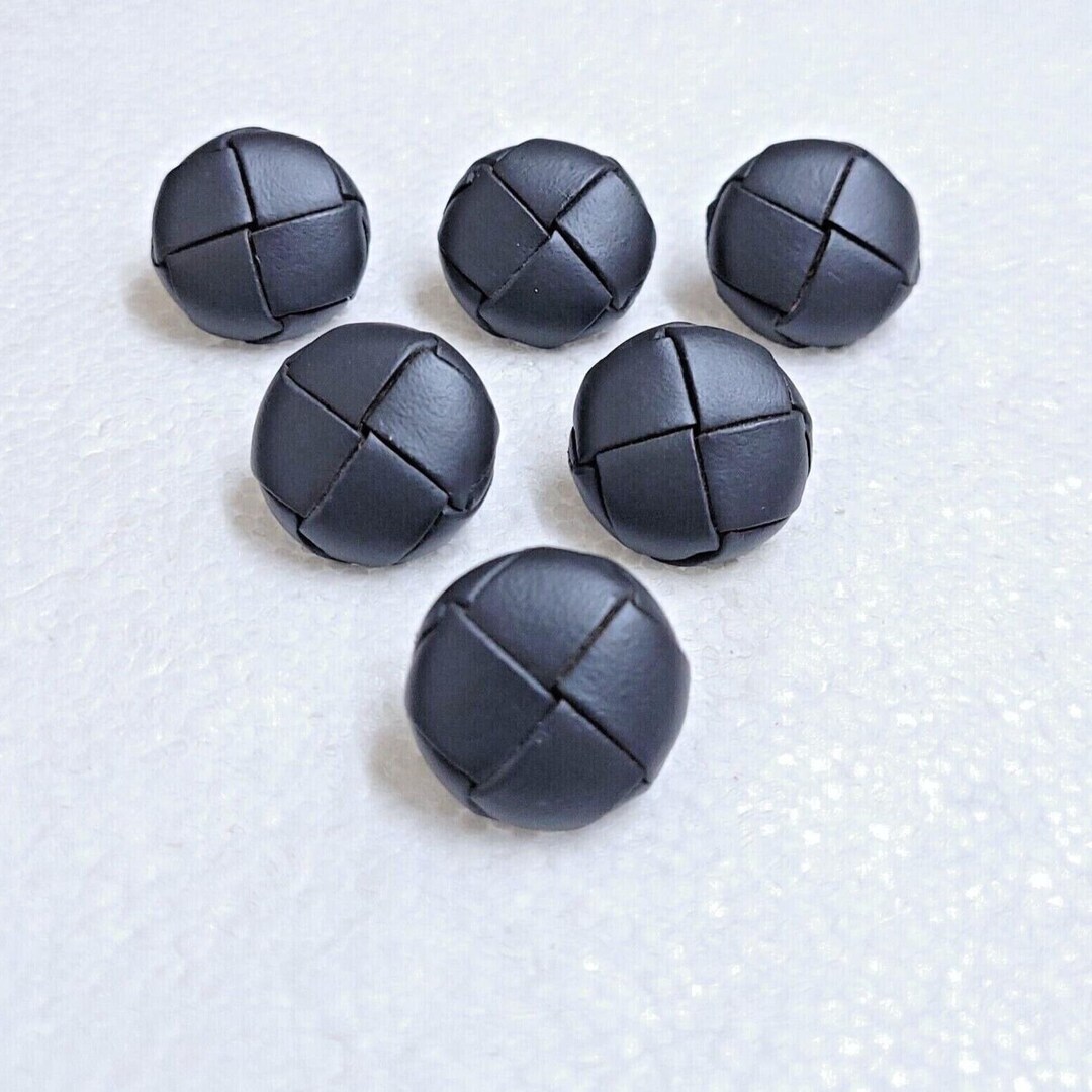 Real Leather Buttons 21mm X 6 Metal Shank Dark Grey 3D Football Style ...
