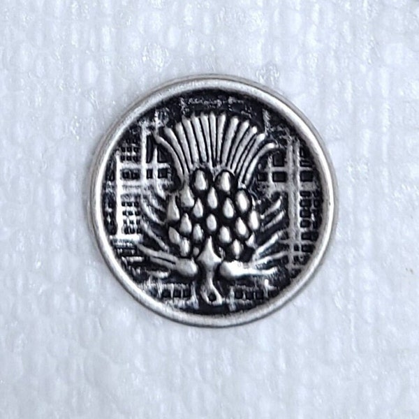 Scottish Thistle Buttons 19mm Metal Shank Old Silver National Symbol Sewing Art Craft Coat Aran Cable Cardigan Piper Costume Embellishments