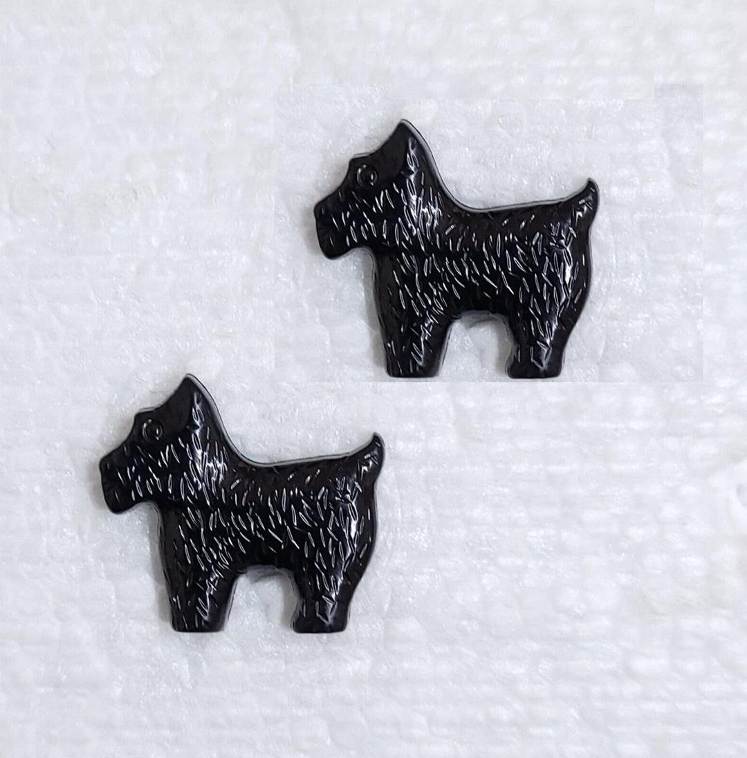 2 JHB Black Scottie Dog Buttons 17mm Shank Novelty Scottish Terrier