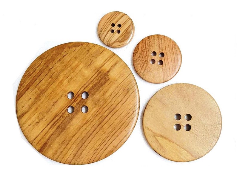 Wide Rim Natural Button Natural Wood Buttons 4 Hole Rim Edge 38mm 50mm 80mm 124mm Big Eco ...