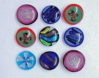 Dichroic Art Glass Button Self Shank Sewing Craft Iridescent Multicoloured Unique Fashion Statement OOAK Fancy Dress Costume Embellishments