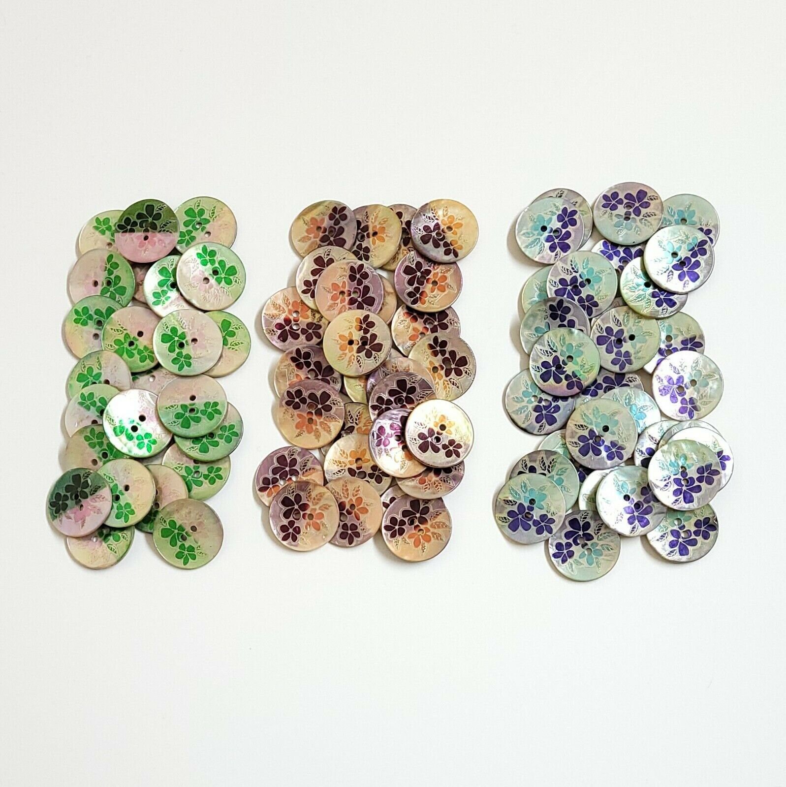 Agoya Shell Flower Buttons 15mm 20mm 23mm 28mm Round 2 Hole Floral ...