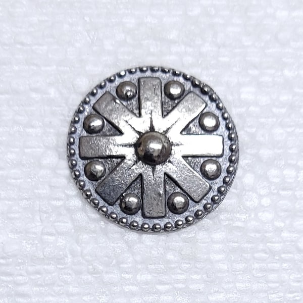 Norwegian Pewter Button 21mm Metal Shank Medieval Knight Viking Shield Art Tinn-Per Cardigan Sewing Knitting Craft Costume Embellishment